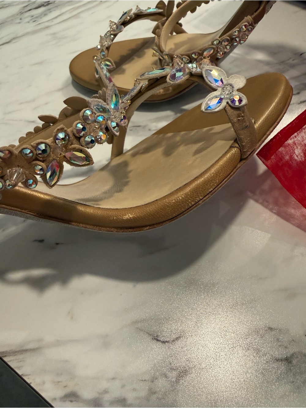 Rene Caovilla Eden Nude Sandal 105 Crystal Embellished Ankle Wrap - Picture 8 of 16